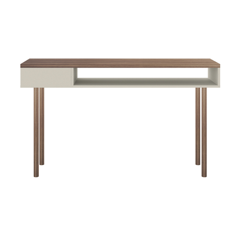 Manhattan Comfort Rectangle Windsor 47.24 Console Accent Table in Off White and Nature, 47.24 W, 14.17 L, 30.71 H 4LC1